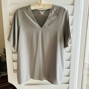 Helmut Lang Dove Gray V-Neck Blouse – S (fits M)